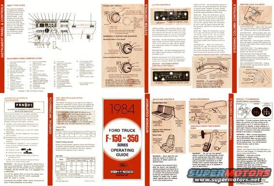 opguide84t.jpg Operating Guide for '84 Fullsize Trucks
IF THE IMAGE IS TOO SMALL, click it.

http://www.fleet.ford.com/partsandservice/owner-manuals/