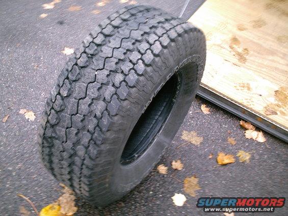 Tire on asphalt with fallen leaves
