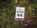 1979 Ford Bronco - A trail sign in a wooded area indicates that the powerline trail is open to various off-road vehicles.