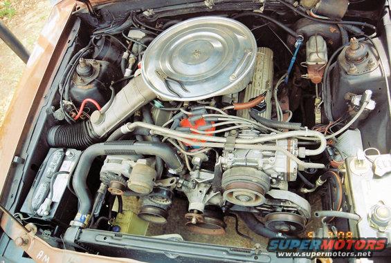 1980 Ford Mustang engine bay with Cobra air cleaner and V8 engine