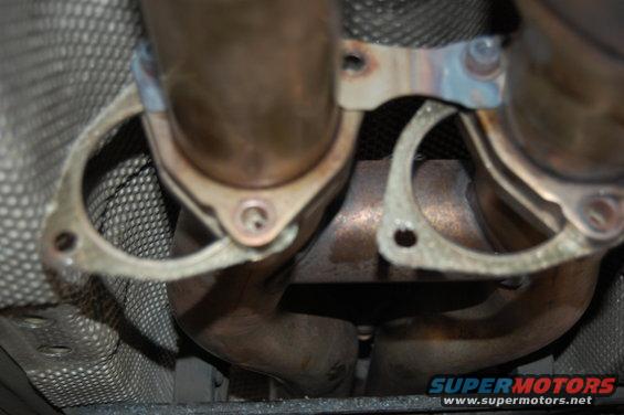 Exhaust manifold gaskets on a vehicle underside