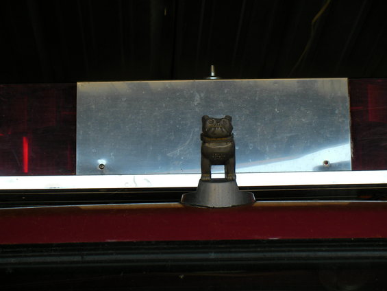 Dog hood ornament on a vehicle