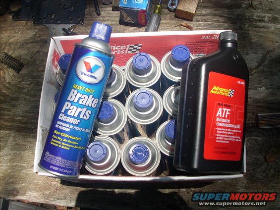 supplies.jpg some supplies to start with.....youll need much more brake cleaner and ATF mercon fluid