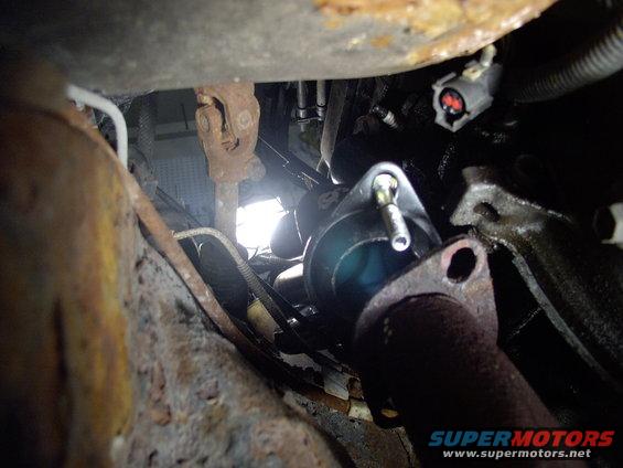 I used the tire marker to ballpark the area where I would be adding the O2 sensor bung to the shorty. See the crude scribbling above the header ball flange ?