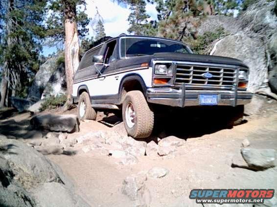 Ford Bronco on a rocky trail, front end visible