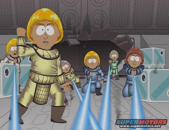 Animated characters in futuristic armor with blue energy beams