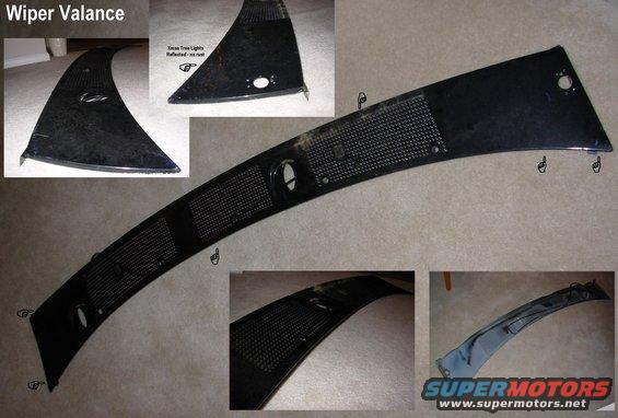 wipervalance96.jpg Wiper Valance 

I had it painted black to put on my '83, but it doesn't fit. So it has been stored outdoors for the past ~4 years. 