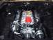 1977 Ford Mustang II - Custom V8 engine with "Mustang" valve covers and a prominent red distributor cap, viewed from the engine bay.
