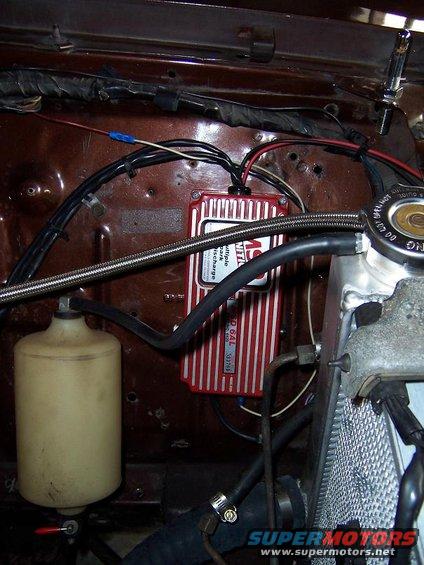 MSD 6AL ignition box and water overflow bottle