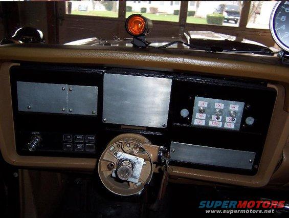 painted wood grain trim and removed HVAC unit, speedometer, radio, fuel gauge, and vents. switches installed at radio location. (Fuel, Water, Fan)