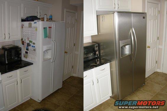 frigs.jpg Nothing wrong with the old frig except she didn't like the color.  The matching oven & dishwasher are on-order...