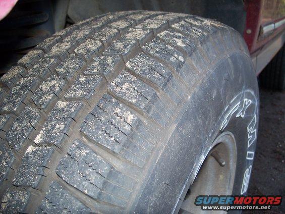 Close-up of a tire with white lettering