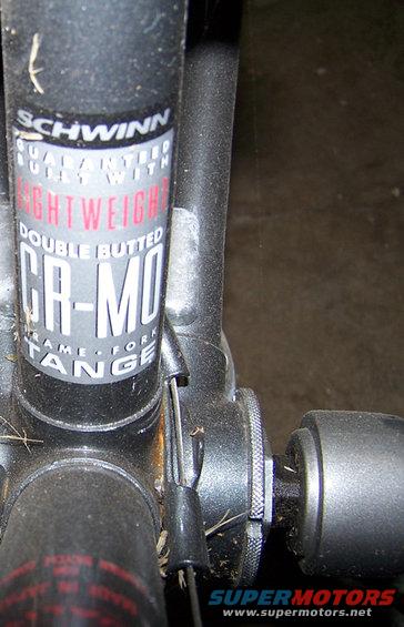 Close-up of a Schwinn CR-MO frame with 'Lightweight Double Butted' text