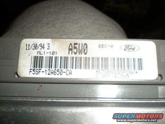 Ford EEC-V computer module with date 11/30/94 and part number F5SF-12A650-CA