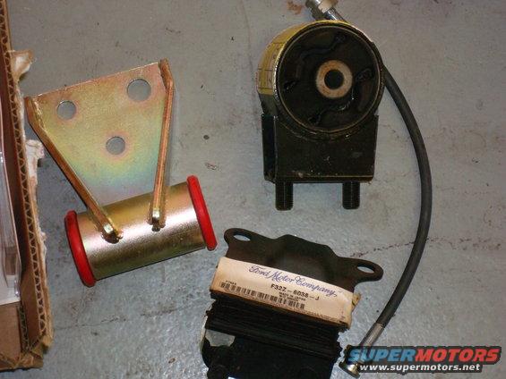 Engine mount and suspension bushings with Ford Motor Company label