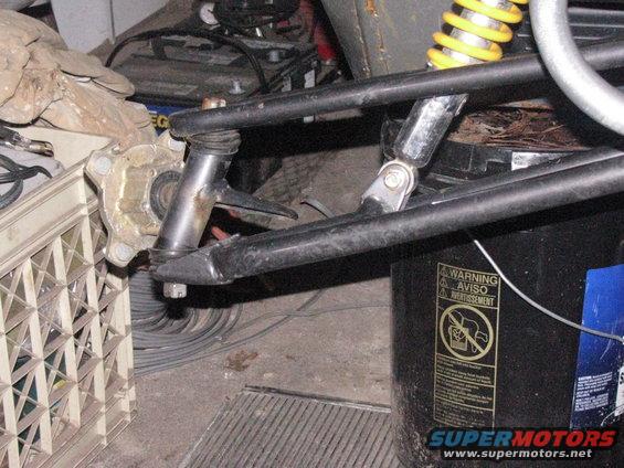 Go-kart front suspension arm and shock absorber assembly