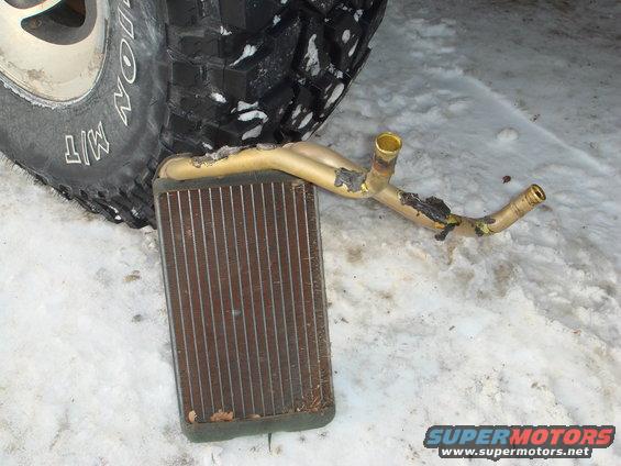 Heater core and part of a tire in the snow