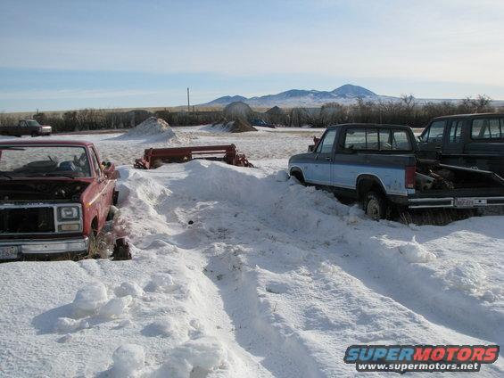 1982 Ford F-150 in snow, side view