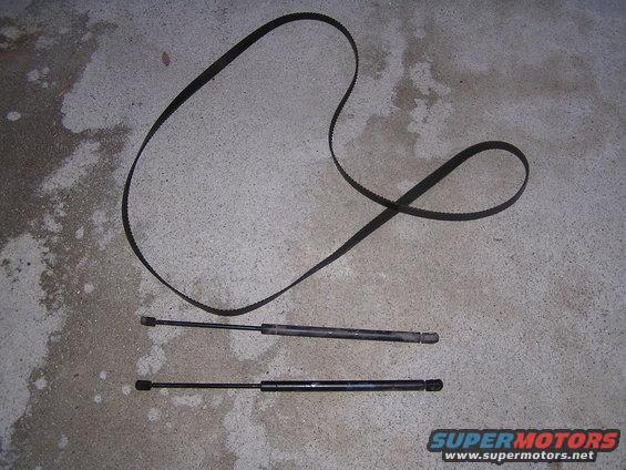 New parts for the Bird, Boneyard Fresh!
 Hood Shocks and New Serpentine Belt