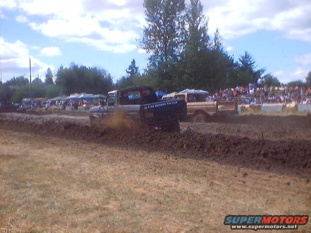 1976 Ford F-100 in mud drag race, 3q-front view