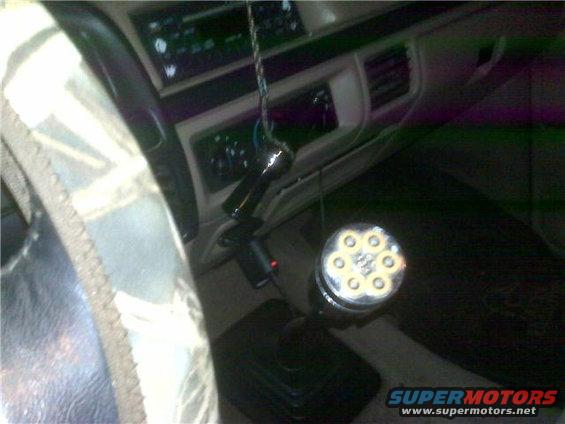Truck interior with custom shift knob and dashboard details