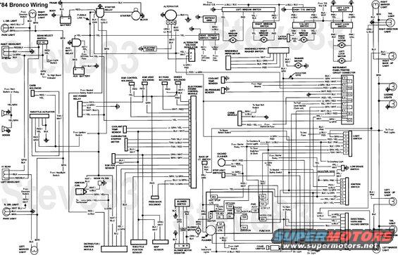 wiring84.jpg Wiring Diagram for '84 Bronco & F-series (gas).
IF THE IMAGE IS TOO SMALL, click it.

Similar to '80-91 Bronco & F-series (gas).

See also:
http://www.revbase.com/BBBMotor/Wd

[url=http://www.supermotors.net/registry/media/849725][img]http://www.supermotors.net/getfile/849725/thumbnail/fusesblades.jpg[/img][/url] . [url=http://www.supermotors.net/registry/media/830776][img]http://www.supermotors.net/getfile/830776/thumbnail/fusiblelinkrepair.jpg[/img][/url] . [url=http://www.supermotors.net/registry/media/832986][img]http://www.supermotors.net/getfile/832986/thumbnail/bulbsfuseswire.jpg[/img][/url]

https://www.fleet.ford.com/truckbbas/non-html/1997/c37_39_p.pdf

For '79 & similar trucks, see:
http://www.supermotors.net/registry/24302/78593-2