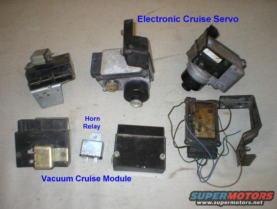 cruise.jpg Cruise control components.

'89-91 trucks may use a Ford-style horn relay near the glove box. It can be converted to Bosch/ISO/Tyco-style as shown in this & the NEXT few pics:

[url=https://www.supermotors.net/registry/media/507187][img]https://www.supermotors.net/getfile/507187/thumbnail/relays1.jpg[/img][/url]

For vacuum cruise, see:

[url=https://www.supermotors.net/registry/media/491917][img]https://www.supermotors.net/getfile/491917/thumbnail/cruisetroubleshooting.jpg[/img][/url]