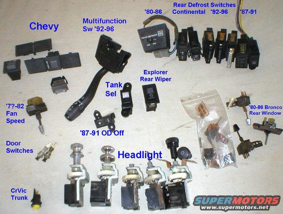 dashswitches.jpg Various dash & steering column switches.
SOLD '80-86 defrost switch 10-22