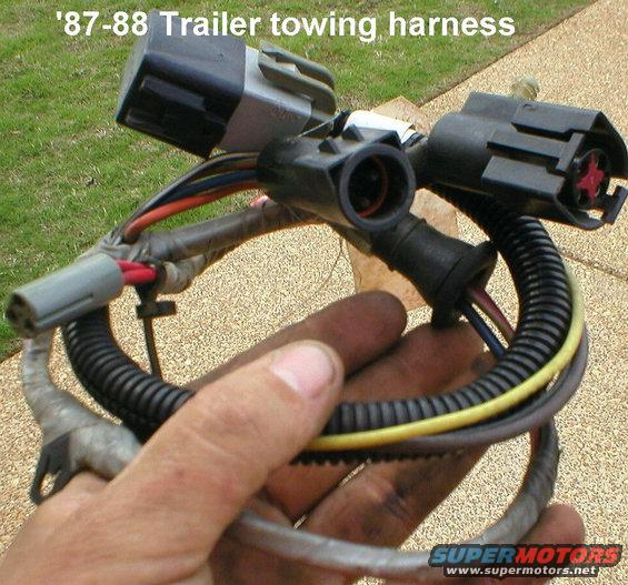 trailerrelays90.jpg Trailer towing harness for '87-88 (& probably '89-91).  Relay included, but not tested.  The 2 black connectors & the relay go near the L hood hinge.  The smaller grey one goes thru the firewall beside the brake pedal.

[url=http://www.supermotors.net/registry/media/748437][img]http://www.supermotors.net/getfile/748437/thumbnail/brakeharness8791.jpg[/img][/url]