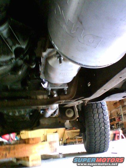 
A picture from underneath the Bronco of all the exhaust in place.  It was so sturdy and strong I could lift my entire body weight off of the ground while holding on to it.




