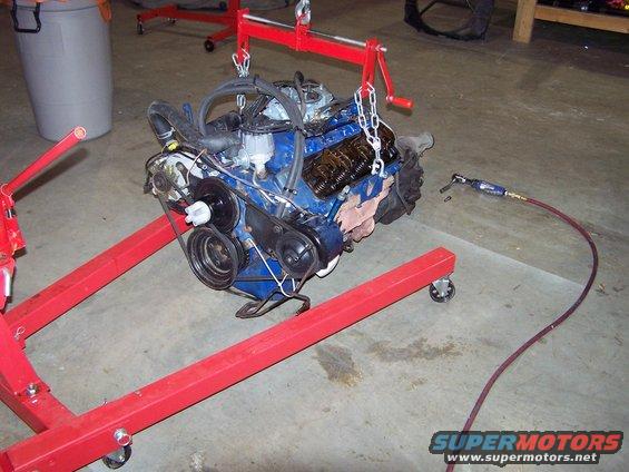 100_1218.jpg This is the block I am going to use to build the 393 stroker; its a 1973 "H code" Cleveland 351 2 Bbl out of my '73 Ranchero 500. Its got 165,000 miles on it, but never been rebuilt!  