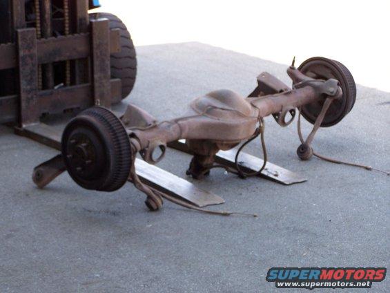 101_1227.jpg this is the original rear end; its a Ford 9" with drum brakes and a 3.25:1 open differential;

I replaced it with the rearend from my Ranchero 500, which has a 3.00:1 posi diff.