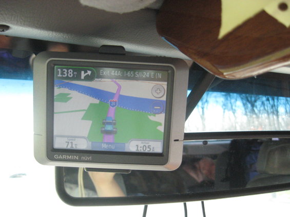Garmin nuvi GPS showing route on highway