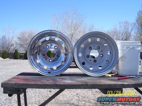 Polished and painted wheels on a wooden table