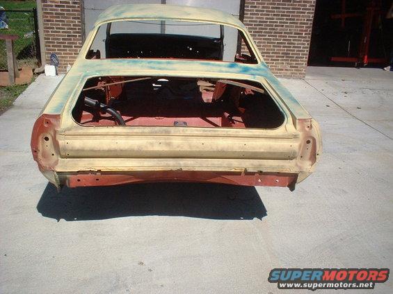1967 Mercury Cyclone rear body shell, stripped down for restoration