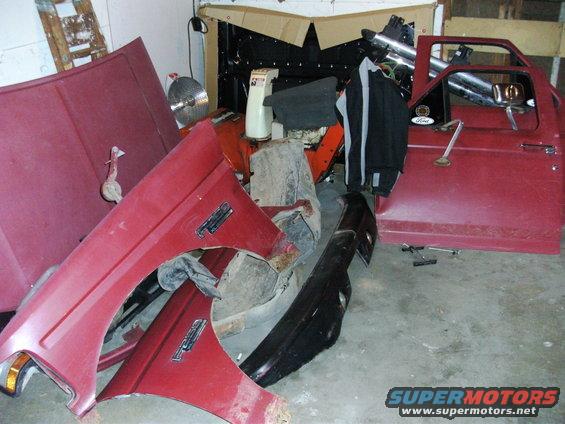 Red fender and door from a 1994 Ford F-250