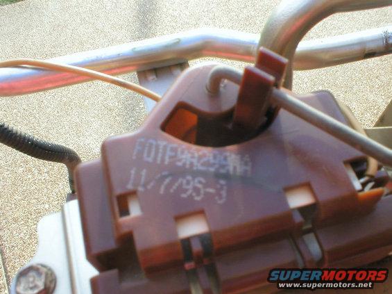 module-2.jpg '87-96 Bronco Level Sender engineering number
FOTF-9A299-AA
11/7/95-3 
Fuel Tank Sending Unit 
Service PN: FOTZ-9A299-DB (MotorCraft PS22) 
List ~$80; jobber ~$55. 
(1.4 hrs.) 

With the sending unit float arm in the empty stop position, resistance should be 15 ohms (below E). With the sending unit float arm in the full stop position, resistance should be 160 ohms (above F). The fuel gauge should read empty at 22.5 ohms and full at 145 ohms.

See also:
[url=https://www.supermotors.net/registry/2742/77131-4][img]https://www.supermotors.net/getfile/875334/thumbnail/fuellevel11.jpg[/img][/url] . [url=https://www.supermotors.net/registry/media/878642][img]https://www.supermotors.net/getfile/878642/thumbnail/18fuelsender.jpg[/img][/url] . [url=https://www.supermotors.net/registry/media/724794][img]https://www.supermotors.net/getfile/724794/thumbnail/fuellevelsender.jpg[/img][/url] . [url=https://www.supermotors.net/registry/media/768511][img]https://www.supermotors.net/getfile/768511/thumbnail/55fuelfloat.jpg[/img][/url]
