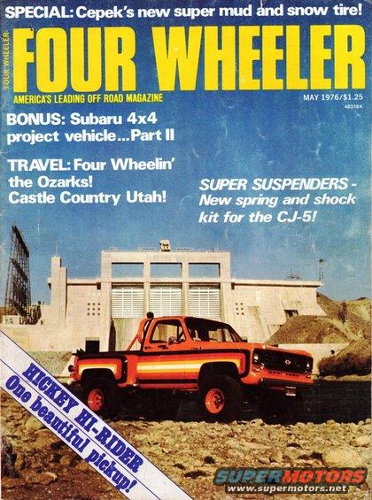 1977 Four Wheeler article on a Hickey prepped Chevy K-15 4x4 stepside...with M/T Baja King Tires - Cover