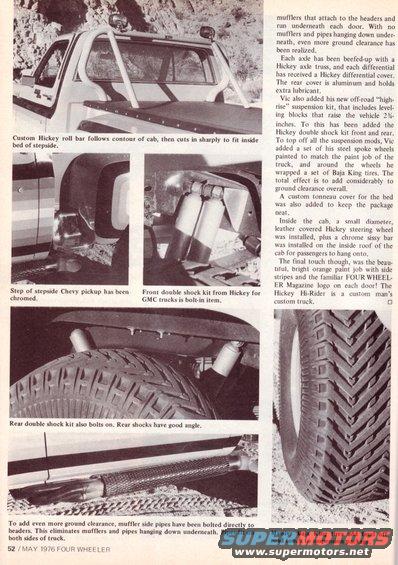 1977 Four Wheeler article on a Hickey prepped Chevy K-15 4x4 stepside...with M/T Baja King Tires - Page 3