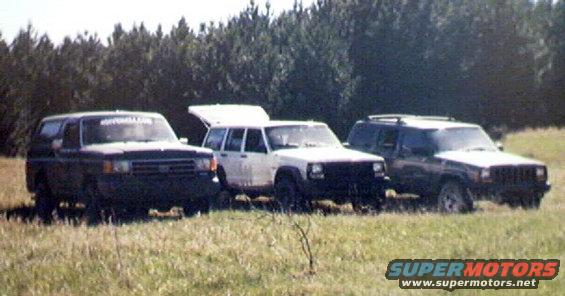 family-trucks.jpg My Bronco, my parents white XJ and my brothers green XJ. Had a fun day wheeling and meeting a lot of great people.