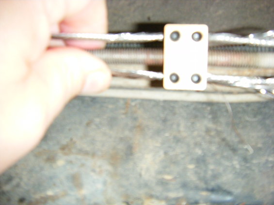 Emergency brake cable connection.