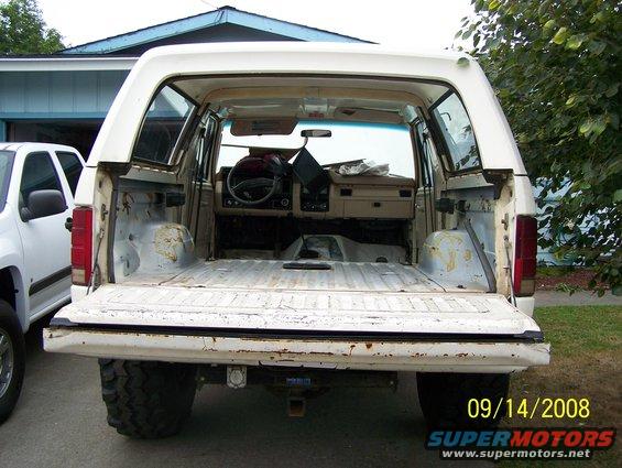 1982 Ford Bronco interior, rear view, white