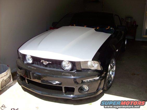 2007 Ford Mustang front view, white hood
