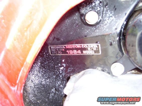 1984 Honda ATC 70 model plate
