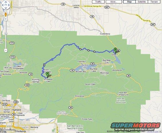 Google Maps screenshot showing a route from Green Valley Lake to Doble, CA