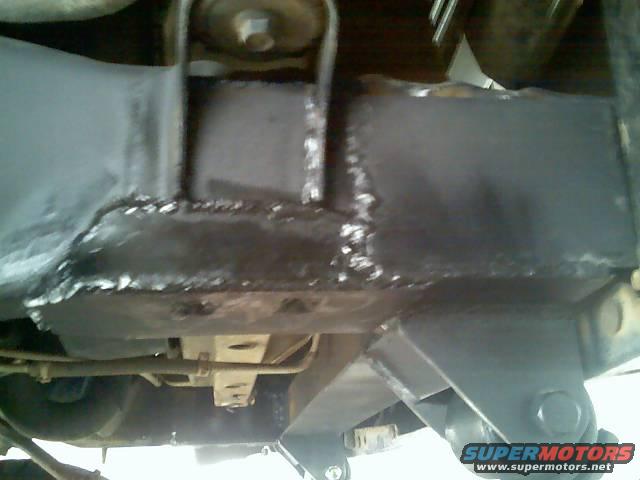 Close-up of a welded frame section on a vehicle chassis
