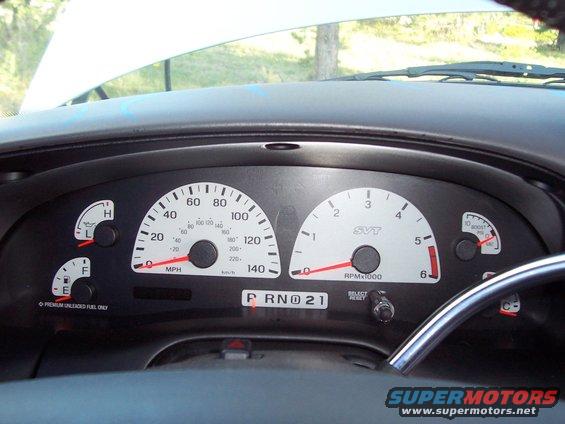 1998 Ford F-150 SVT dashboard gauges with tachometer and speedometer