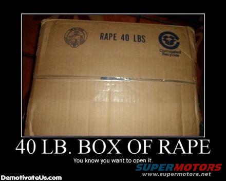 Cardboard box labeled 'RAPE 40 LBS' and 'Corrugated Recycles'