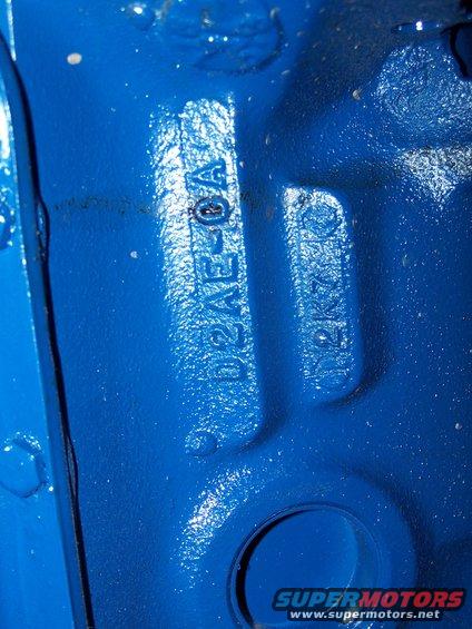 100_2541.jpg this is the casting and date code of the block; 
"D2AE-CA" means this is a 1971-74 Cobra Jet block (but it only had 2 bolt main caps)
"2K7" means this block was cast in 1972 November 7th.