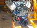 1982 Ford Bronco - V8 engine on an engine stand, likely undergoing a motor swap or rebuild.